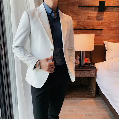 2022 Classic Green Blue Jacket Uniform Groom Tuxedos Mens Wedding Suits Peaked Lapel Man Business Blazer Groomsmen Prom Dress