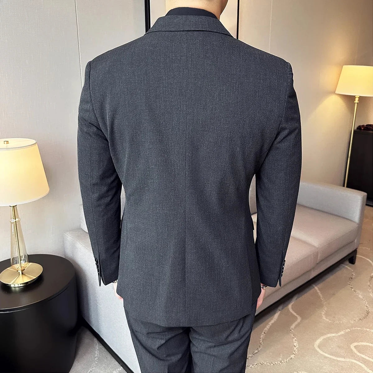 Men's Double Breasted Suit Set – Slim Fit Blazer, Vest & Pants for Wedding & Business