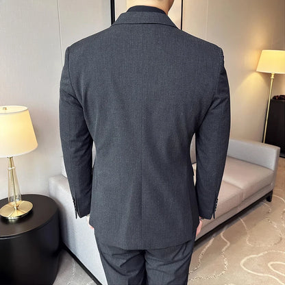 Men's Double Breasted Suit Set – Slim Fit Blazer, Vest & Pants for Wedding & Business