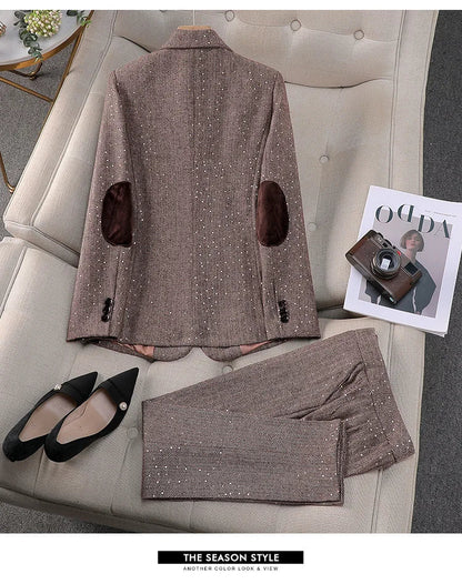 High Quality Fabric Women Business Suits With Pants and Blazer Coat Professional Autumn Winter Office Ladies Pantsuits Blazers