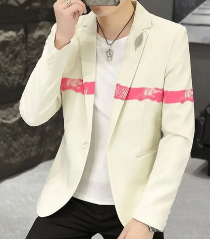 New Trendy Versatile Fashion Solid Color Korean Style Blazer Spring Autumn Casual Men's Slim Fit Handsome Suit Jacket Outerwear