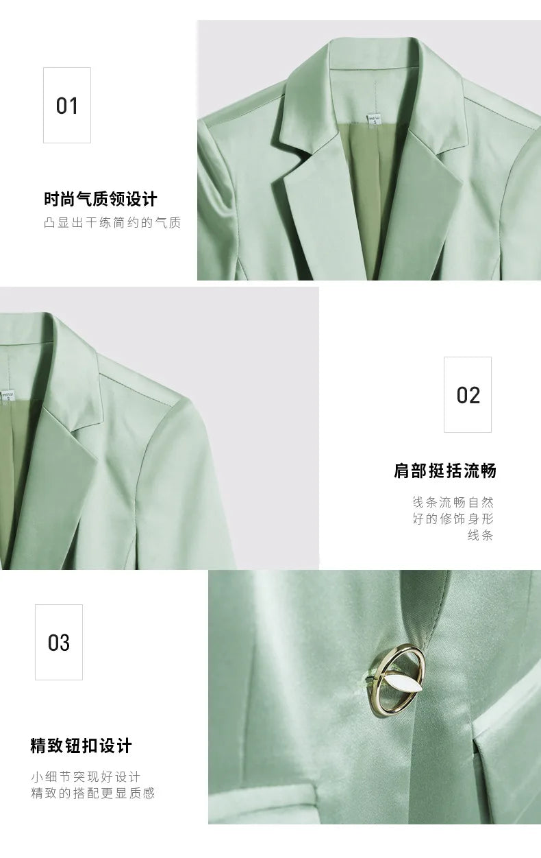 High-end Premium Women's Blazer Pant Two Piece Office Suit 2022 Spring New Elegant Temperament Female Jacket Casual Ninth Pants