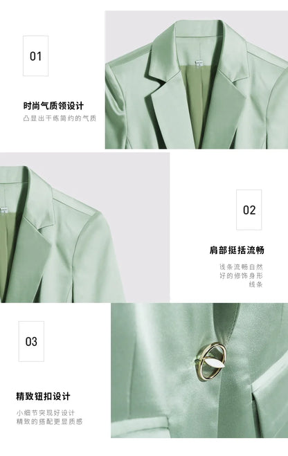 High-end Premium Women's Blazer Pant Two Piece Office Suit 2022 Spring New Elegant Temperament Female Jacket Casual Ninth Pants