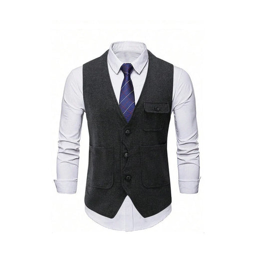 Men's Suit Vest Single Breasted Herringbone Smart Casual Wedding Business Waistcoat