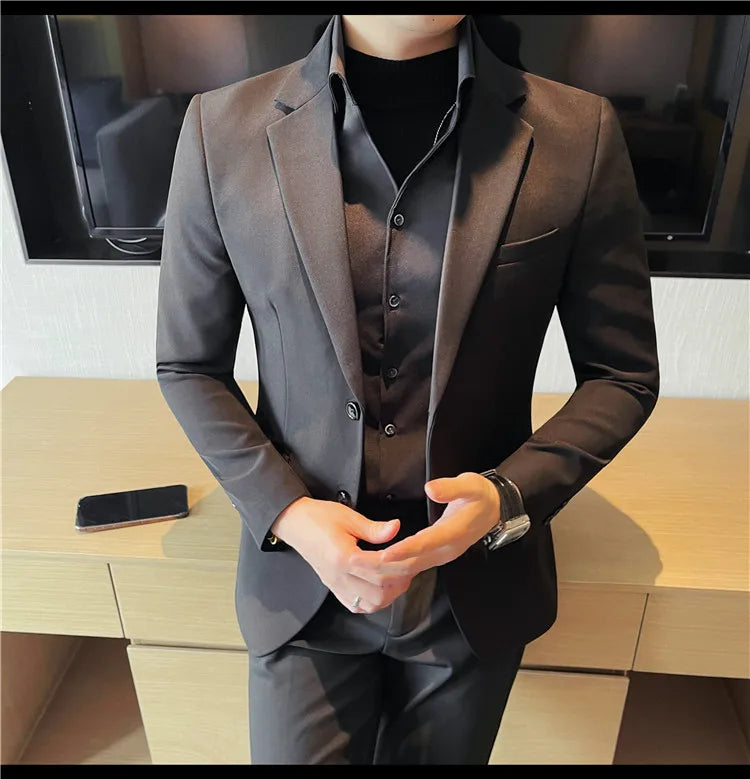 Removable Shirt Fake Two Suit Coats Men Spring Autumn Korean Slim Fit Business Casual Suit Coat Formal Social Party Prom Tuxedos