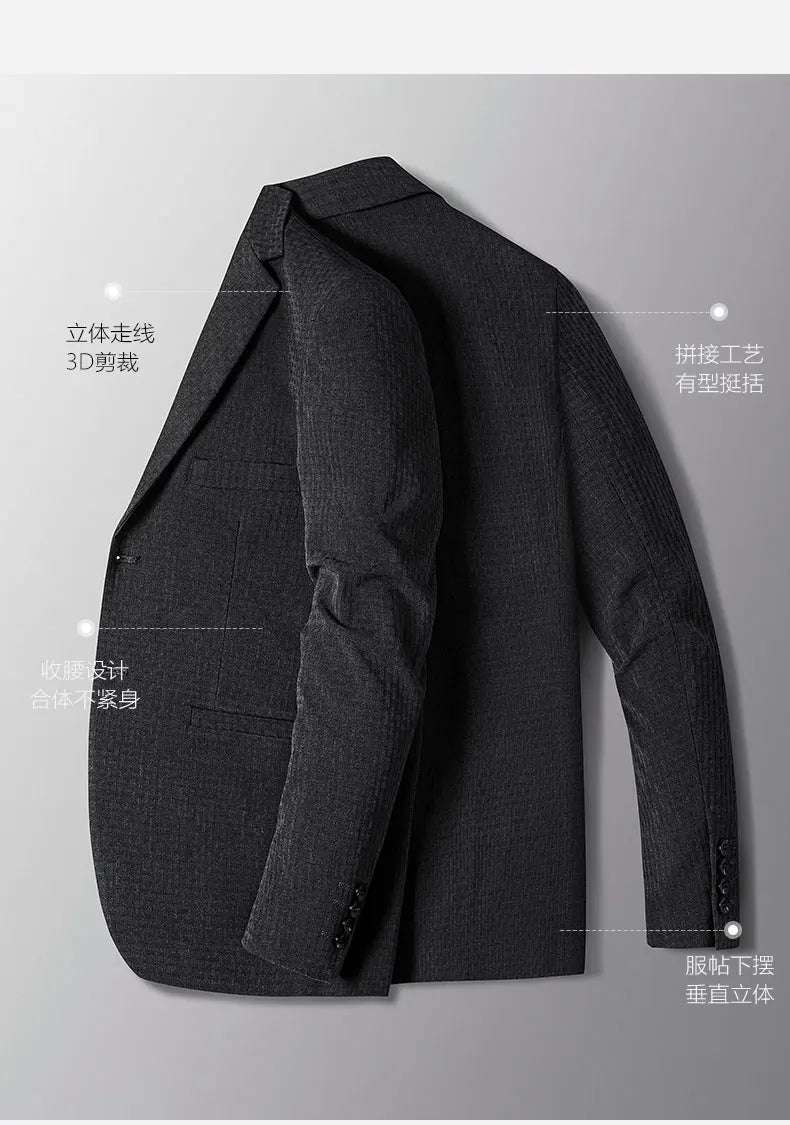 2025 Men's High-End Boutique Wool Suit Casual Business Top Coat Fashion Gentleman Party Four Seasons Elegant Tailored Suit