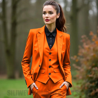 Women 3 Piece Suit Set Blazer Vest Pants Slim Fit Office Business Party Formal Attire Customizable Size for Ladies