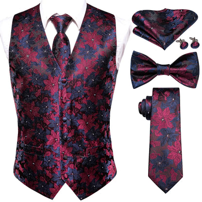 Men's Suit Vest Set – Broadcloth Waistcoat with Tie, Bowtie, Hanky & Cufflinks for Weddings & Office