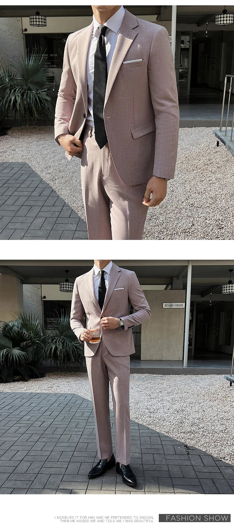 (Jacket +Pants) 2025 New Luxury Elegant Men's Suits 2 Piece Set Fashion Korean Casual Slim Fit Social Groom Wedding Tuxedo