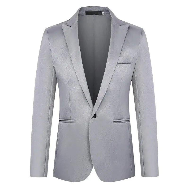 KIDWHXR Man Suit Jacket Slim Solid Single-breasted Suits Coats Men Long Sleeve Formal Business Party Wedding Blazer for Male