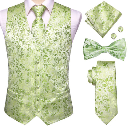 Men's Suit Vest Set – Broadcloth Waistcoat with Tie, Bowtie, Hanky & Cufflinks for Weddings & Office