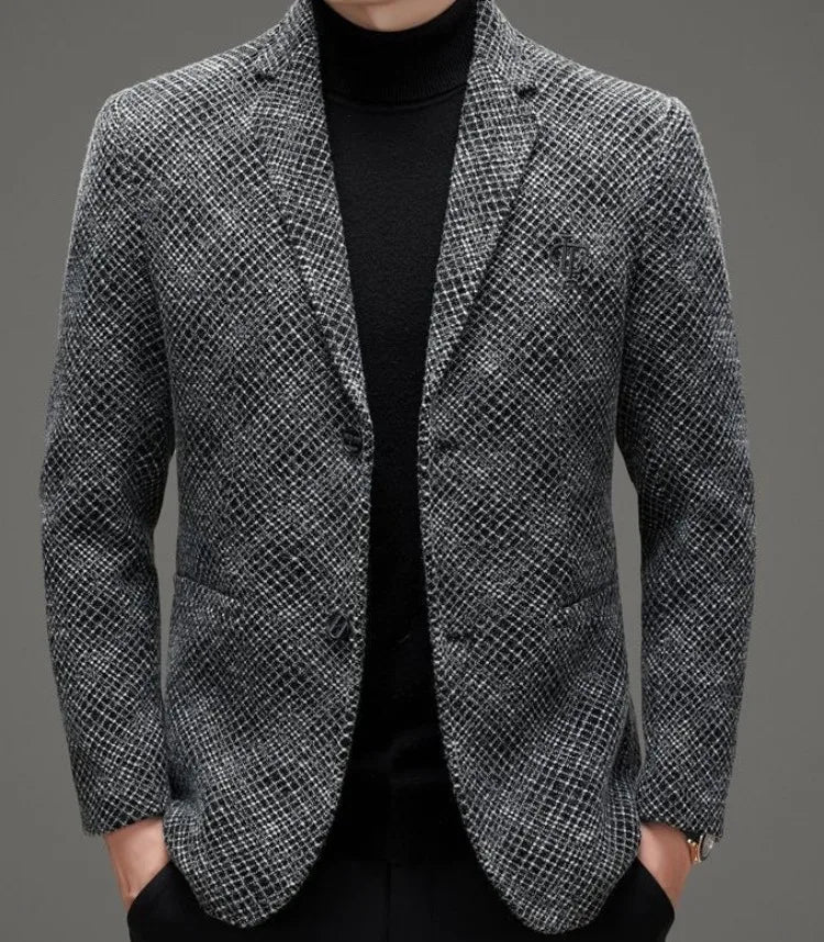 Men's Autumn Winter Thickened Business Casual Blazer Jacket Middle Aged Warm Outerwear