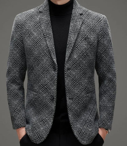 Men's Autumn Winter Thickened Business Casual Blazer Jacket Middle Aged Warm Outerwear