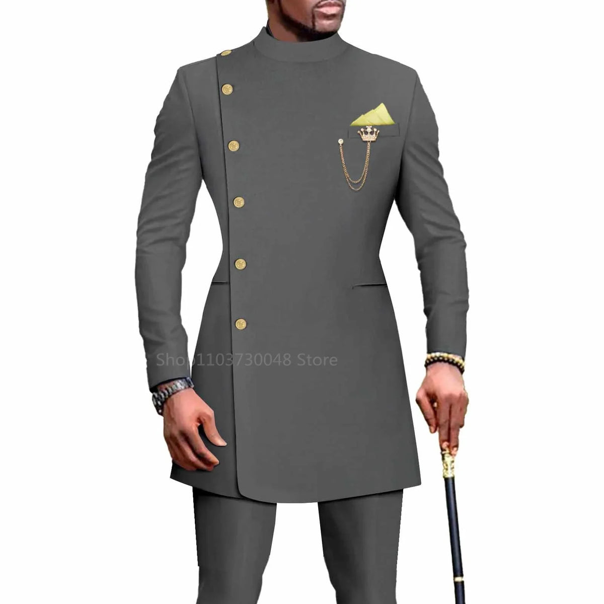 Tenues Homme avec Vêtements Africains Costume de Mariage Homme Blazer et Pantalon 2 Pièces Coupe Slim à Boutonnage Simple pour Dîner et Bal de Promo