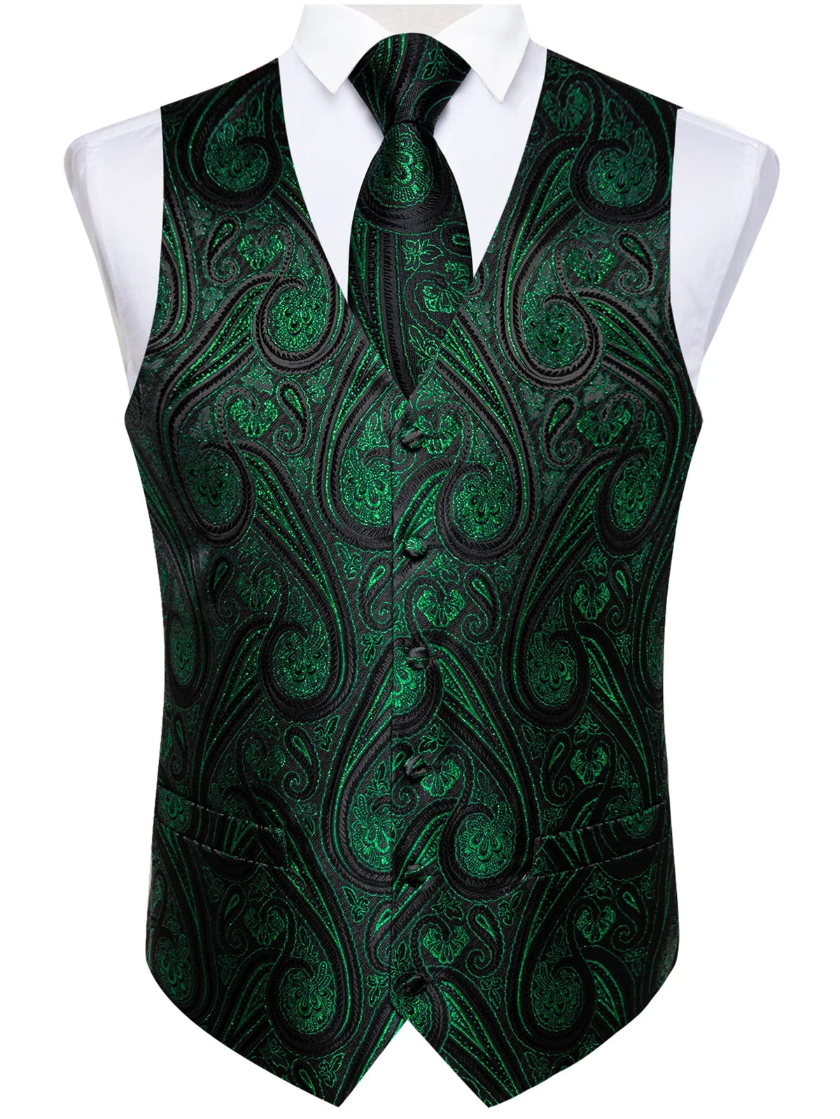 Men's Suit Vest and Tie Set – Single Breasted Waistcoat with Necktie and Pocket Square for Weddings and Business Events