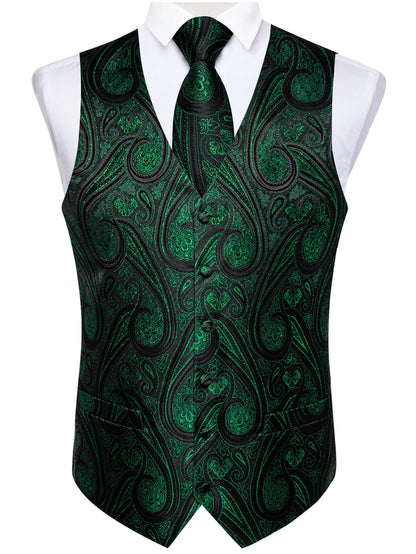 Men's Suit Vest and Tie Set – Single Breasted Waistcoat with Necktie and Pocket Square for Weddings and Business Events