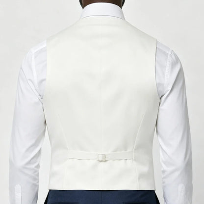 Men's Vest Beige Double Breasted Lapel Solid Waistcoat for Wedding & Formal Occasions
