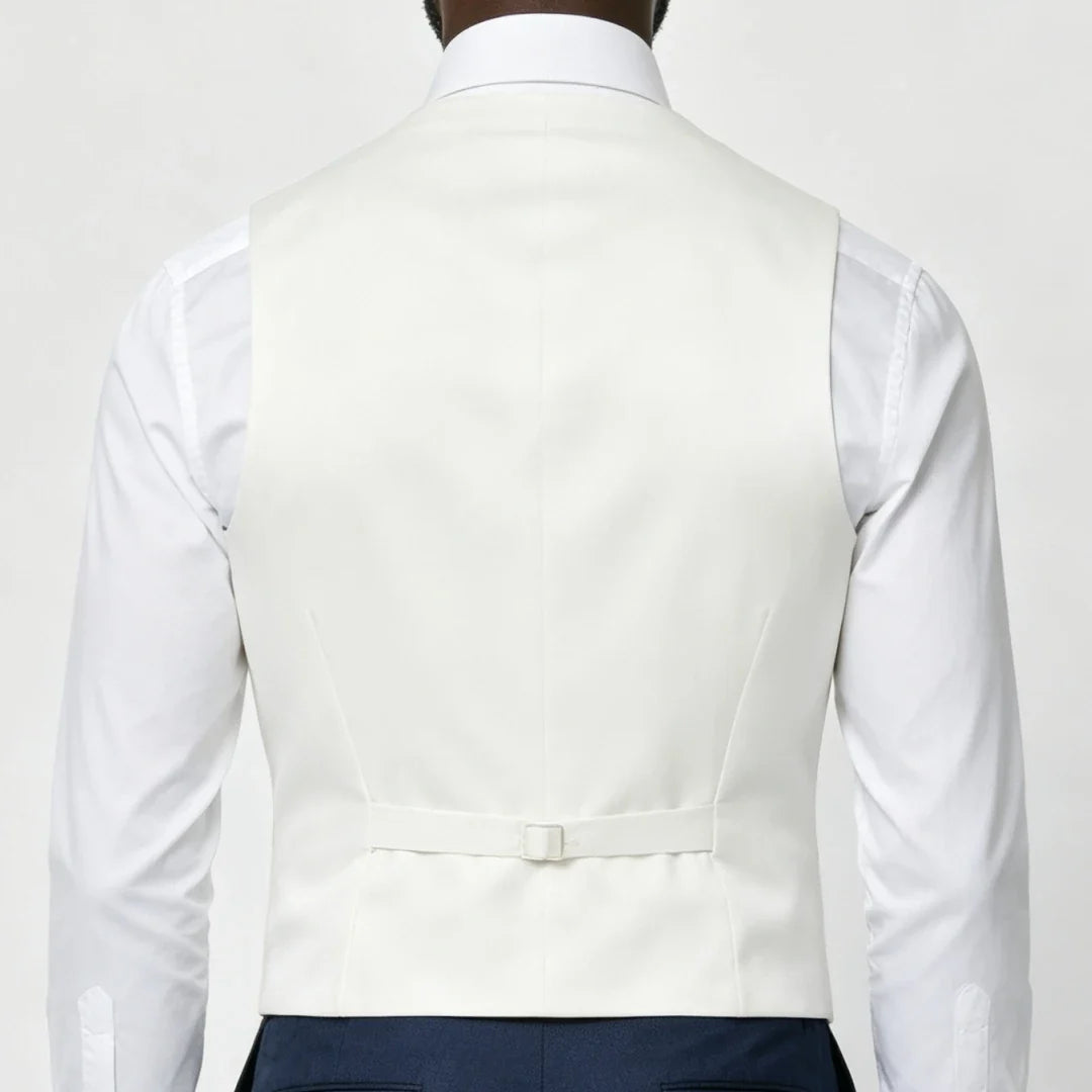 Men's Vest Beige Double Breasted Lapel Solid Waistcoat for Wedding & Formal Occasions