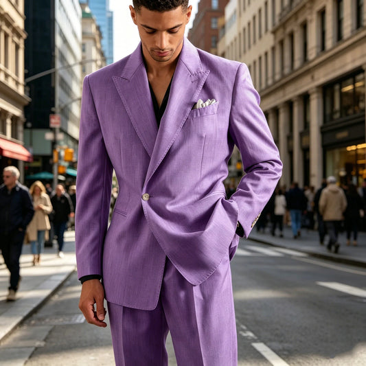 Men's Slim Fit 2-Piece Linen Suit Set – Single Button Peak Lapel Blazer & Trousers for Wedding, Prom & Business