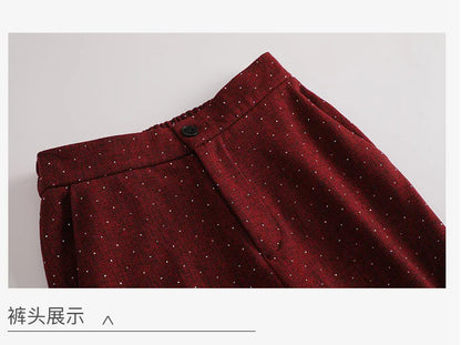 Fashion Women Suits 2024 New Autumn Winter Temprament Business Formal Slim Blazer And Flare Pants Office Ladies Work Wear