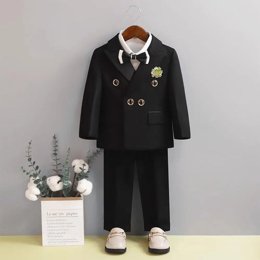Boys Suits 2 Piece Slim Double Breasted Peak Lapel Formal Kids Tuxedo Chic Casual Wedding Party Homecoming Sets for Children