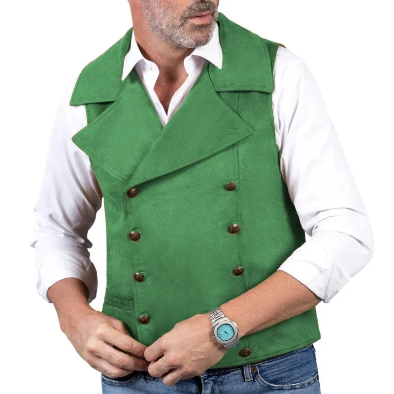 Men's Formal Vest Double Button Frosted Velvet Waistcoat for Weddings and Banquets