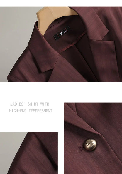 Elegant Women 2025 Spring Summer Professional Suit OL Business Interview Manager Commuting Work Wear Blazer And Pants Sets