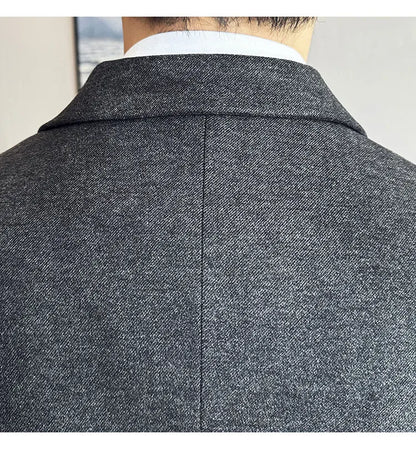 (Jacket+Pant) Autumn Winter Thickened Woolen Suit 2025 New High Quality Slim Business Tuxedo Fashion Wedding Social Suits