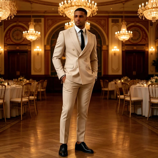Men's Double Breasted Slim Fit Blazer for Wedding & Business