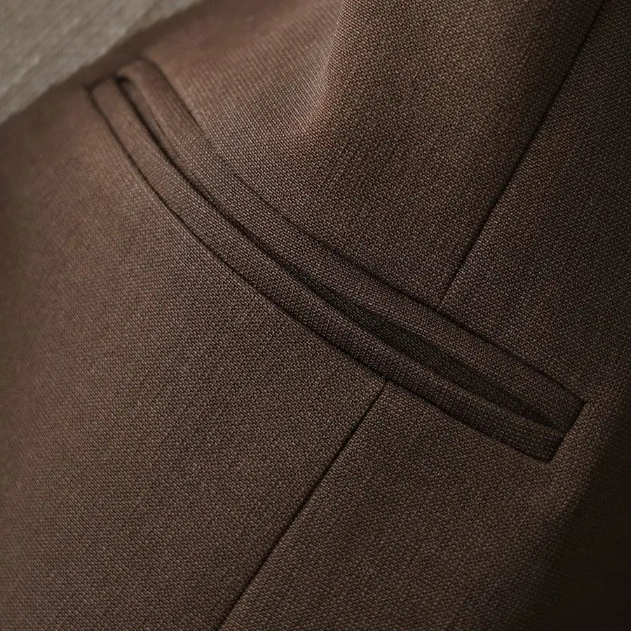 Brown Suit Vest for Women Spring and Autum Short Single-Breasted Slim Workplace Elegant Sleeveless Top Jacket