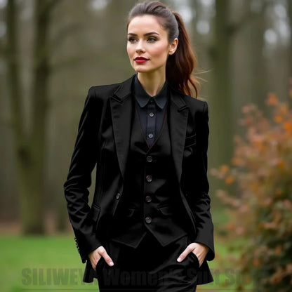 Women 3 Piece Suit Set Blazer Vest Pants Slim Fit Office Business Party Formal Attire Customizable Size for Ladies