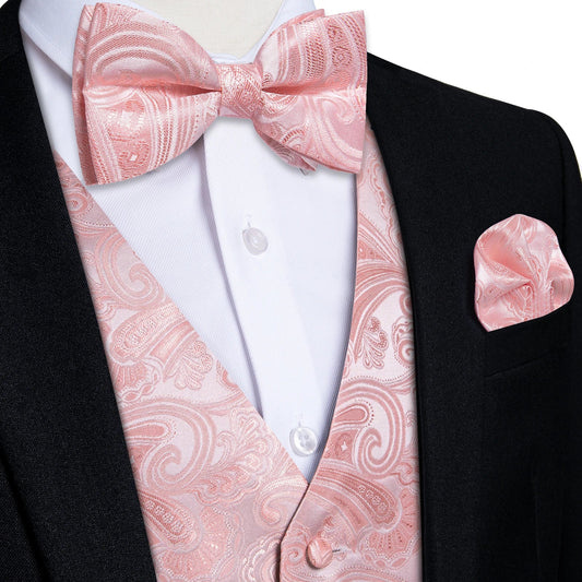 Men's Suit Vest with Bow Tie – Paisley Floral Formal Waistcoat for Wedding & Prom
