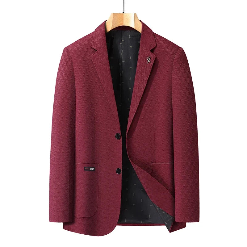 Men's Blazer Smart Casual Single-Breasted Suit Jacket for Business and Leisure – Brown, Khaki, Wine Red, Black