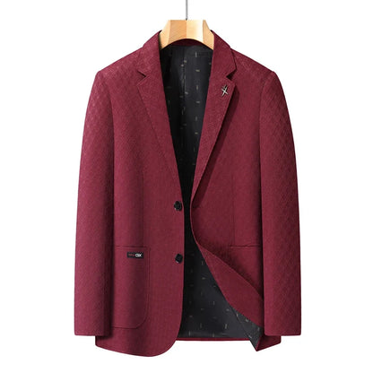 Men's Blazer Smart Casual Single-Breasted Suit Jacket for Business and Leisure – Brown, Khaki, Wine Red, Black
