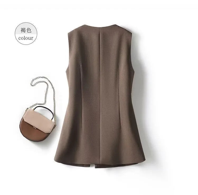 Temperament Women's Sleeveless Suit Vest Jacket 2026 Summer Ladies Irregular Waistcoat With lining  Loose Korean Female Tops