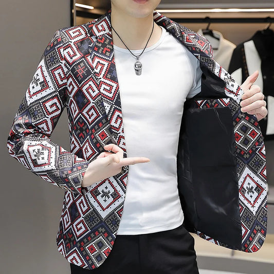 Blazer Men's fashion outdoor travel gentleman wedding Slimming Business versatile Trendy Casual Korean-style formal wear Blazer