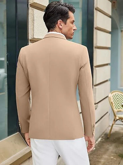Men's Casual Blazer Slim Fit Suit Jacket Lightweight One Button Formal Business Sport Coats for Wedding Prom Party Office New