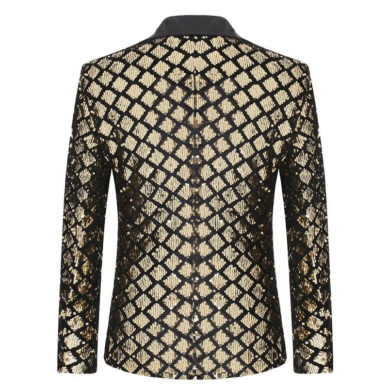 Men's Suit Jacket Autumn and Winter New High-quality Men's Polka Collar Suit Stage Banquet Hosting Party Diamond Sequin Dress