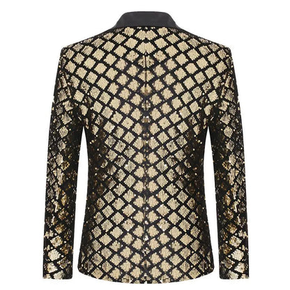 Men's Suit Jacket Autumn and Winter New High-quality Men's Polka Collar Suit Stage Banquet Hosting Party Diamond Sequin Dress