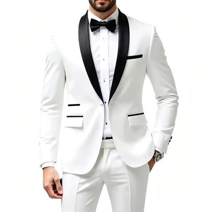 Men's 2 Pieces Suit Set, Slim Fit Tuxedo Suit for Wedding Groom, Business, Dinner Party, Prom, Banquet Occasions