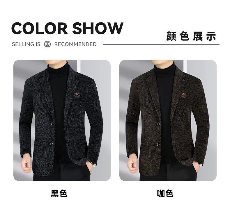 Blazer Men's Business Gentleman Wedding Fashionable Solid Color Best Man, Slimming and Casual Middle-aged and Elderly Blazer