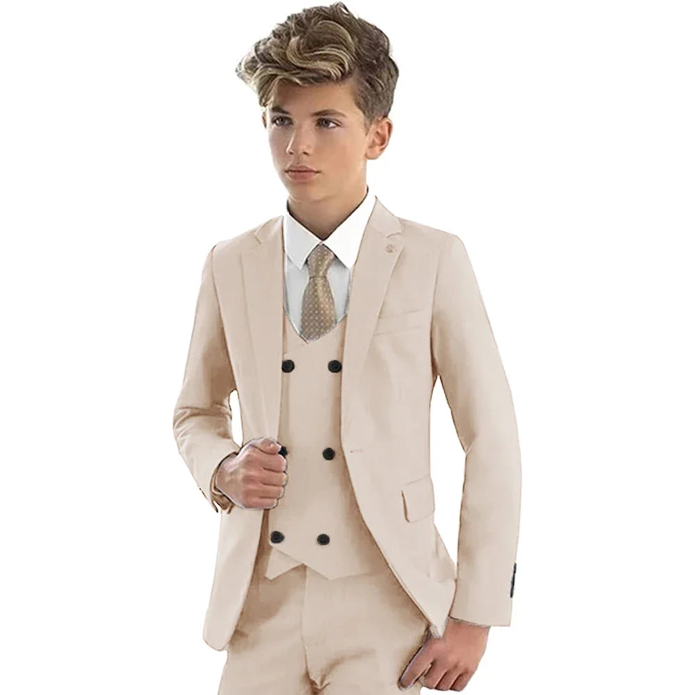 Christmas Party Fashion Green Suit Sets For Boys Piano Performance Formal Blazer Vest Pants 3 Pieces Evening Dinner Outfits