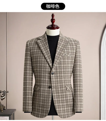 Men's Blazer Single Breasted Casual Business Jacket — Black & Coffee Brown