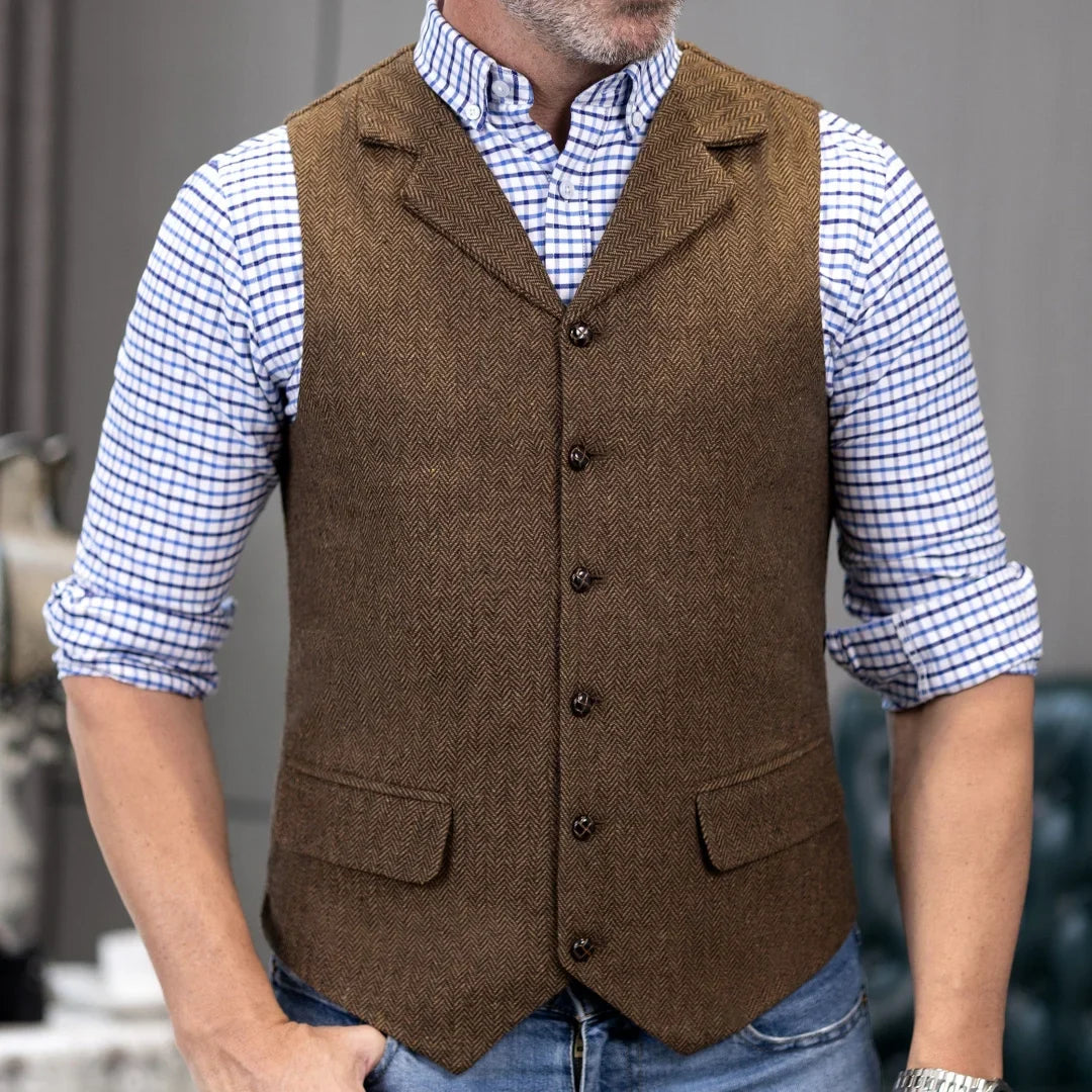 Men's Formal Vest | Single Breasted Lapel Waistcoat for Weddings & Business