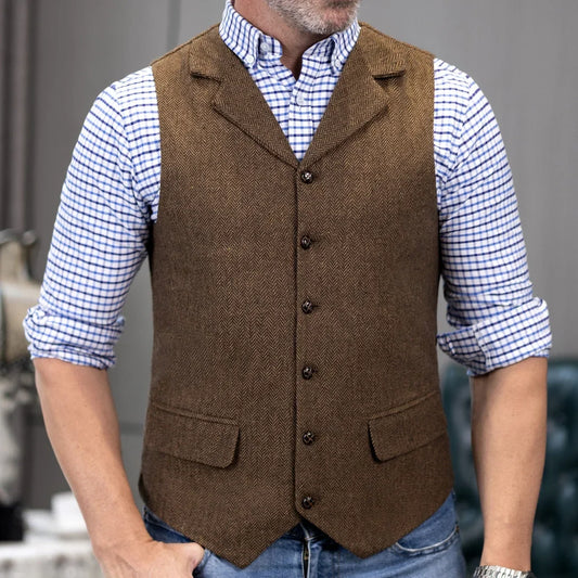 Men's Formal Vest | Single Breasted Lapel Waistcoat for Weddings & Business