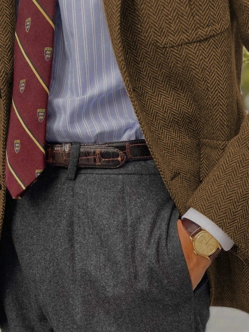 Men's Herringbone Tweed Plaid Blazer Wool Blend Vintage British Gentleman Business Casual Sport Hunting Coat Fit Suit Jacket