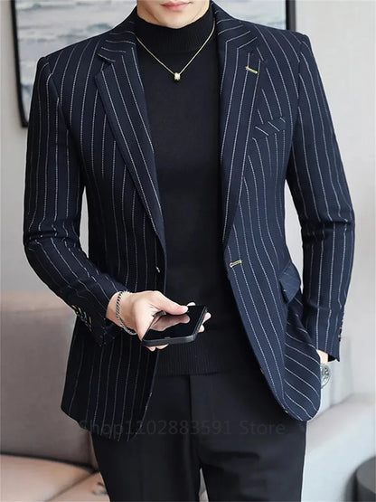 Jacket Slim Striped New Men's Suit Business Casual Professional Formal Jacket Banquet Suit Blazer