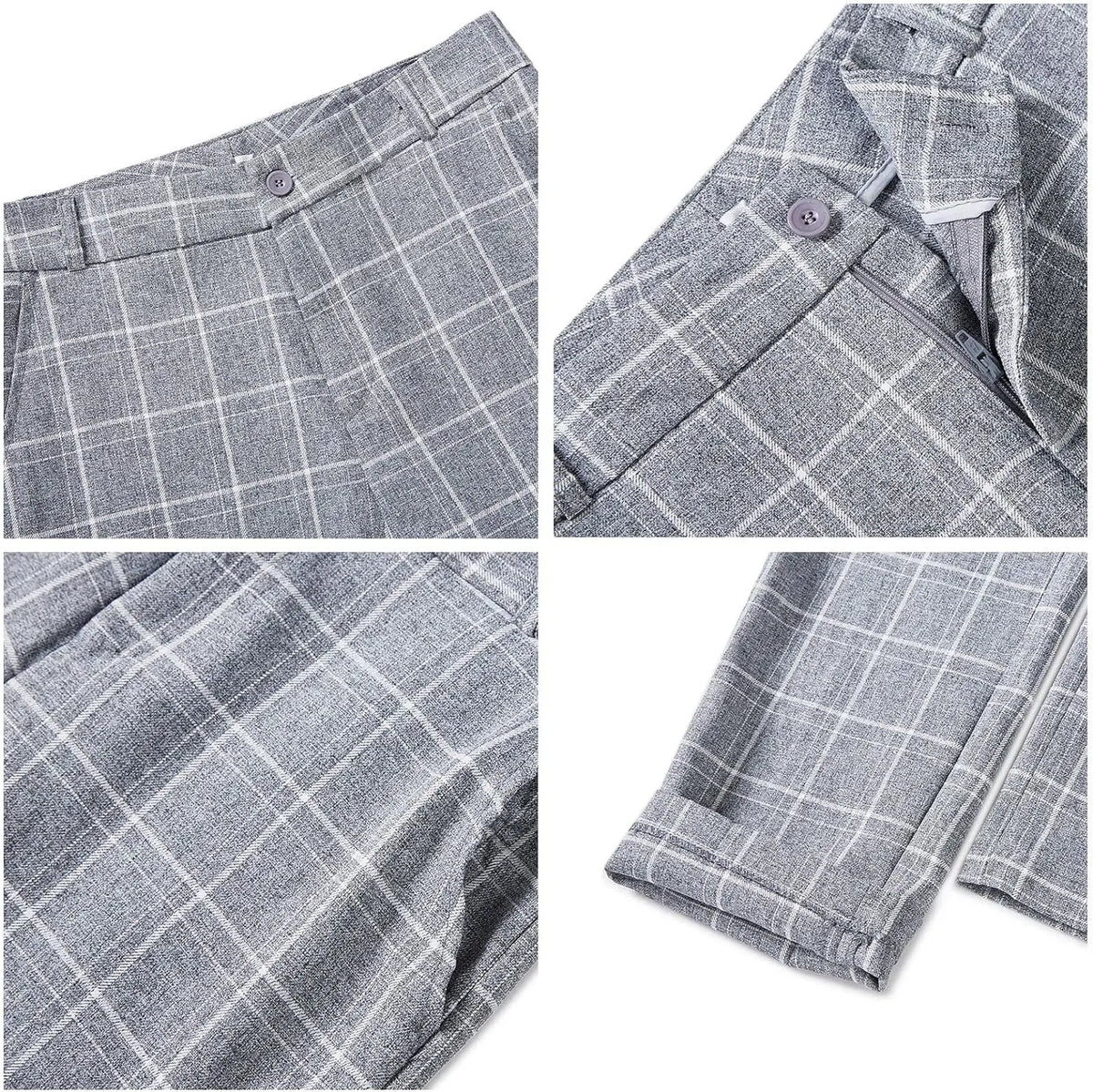 Plaid Women Suits Office Sets 2023 Vintage Long Sleeve Single Button Silm Blazers Chic High Waist Casual Pants Suits