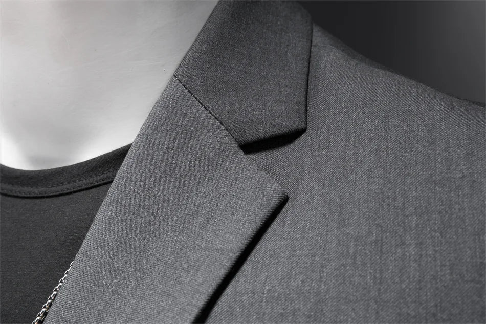 Men's Slim Fit Single-Breasted Blazer for Business Casual and Wedding Occasions