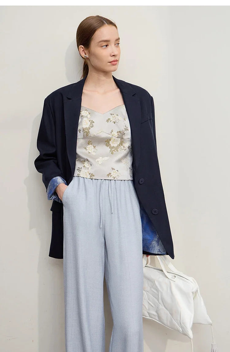 Women's Jacket 2025 Autumn New Commuter Elegant Solid Loose Top Women Long Sleeves Single Breasted Blazer Ladies 12553060